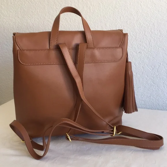 Joy & Iman brown leather backpack display picture 2